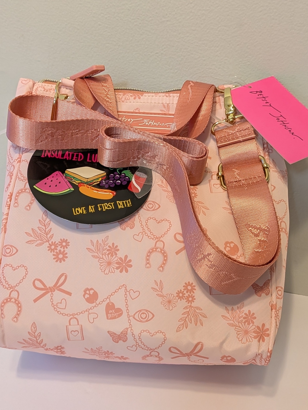 Betsey Johnson Pink Insulated Lunch Bag